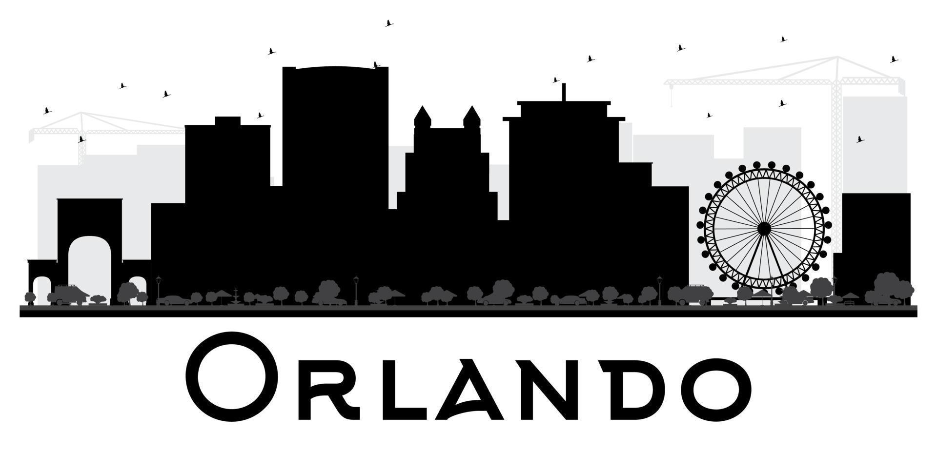 Orlando City skyline black and white silhouette. vector