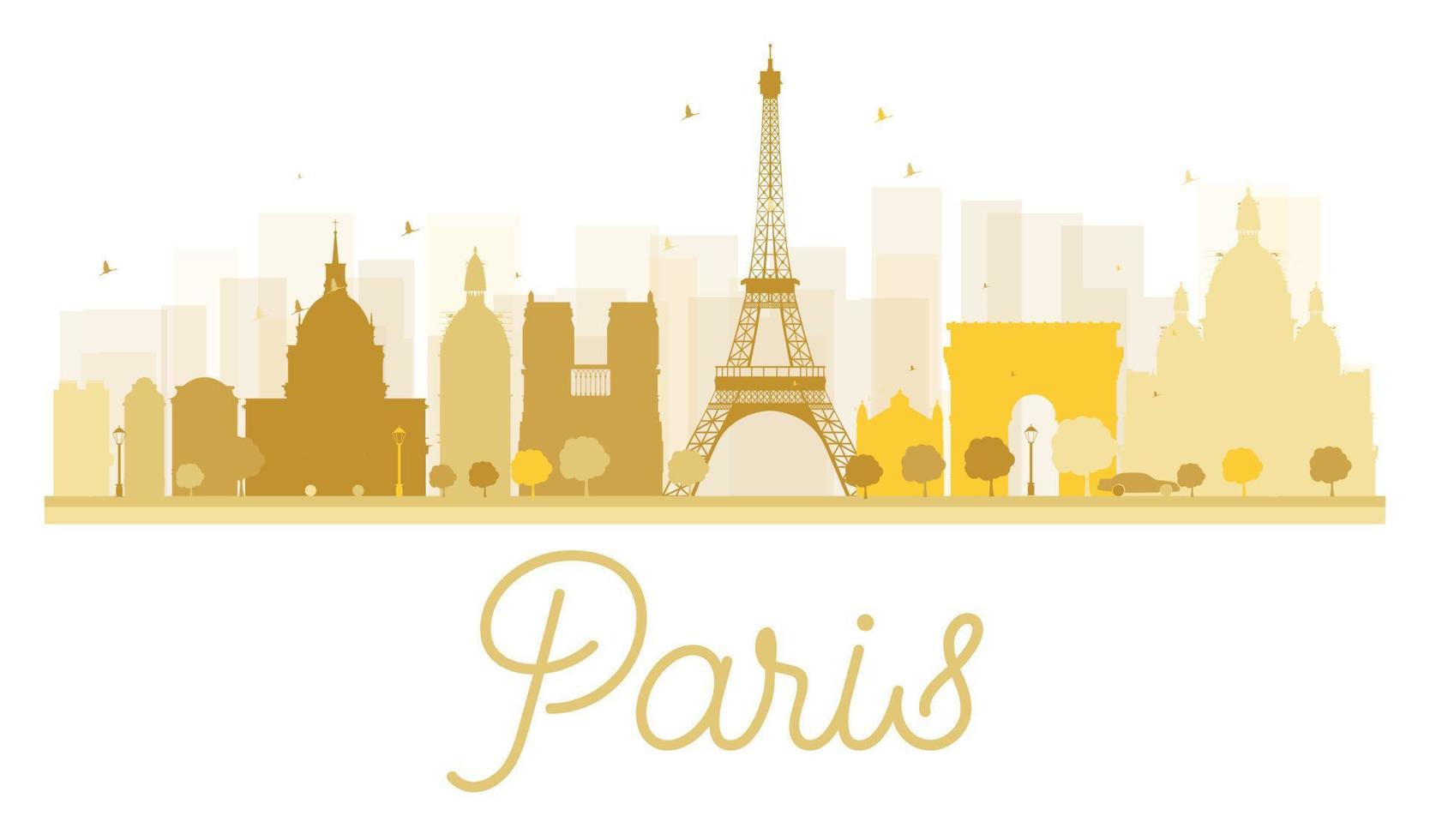 Paris City skyline golden silhouette. vector