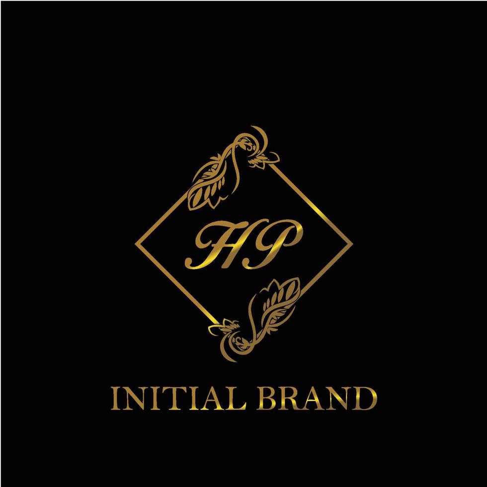 initial HP handwritten luxury letter template vector