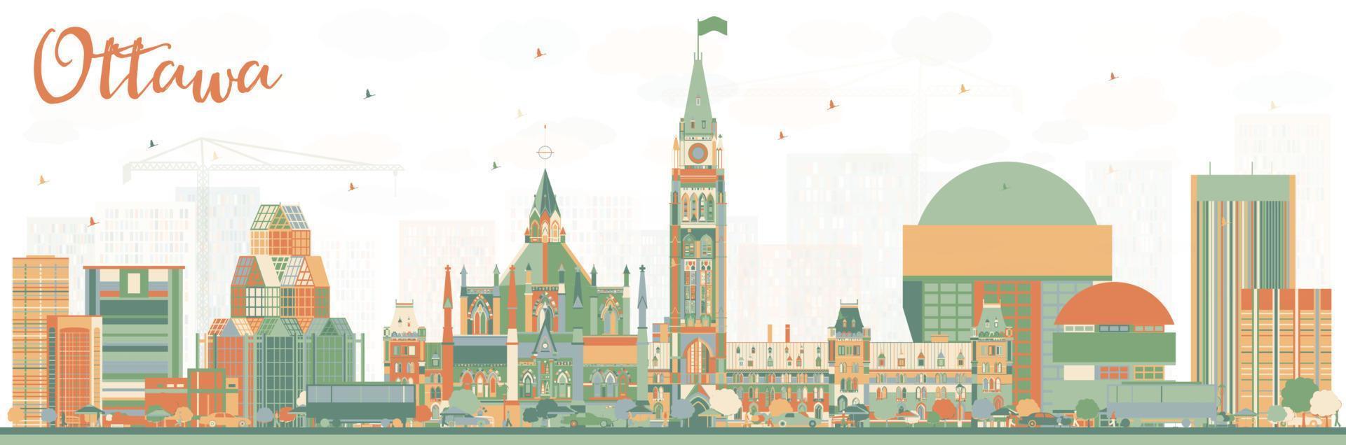 Abstract Ottawa Skyline with Color Buildings. vector