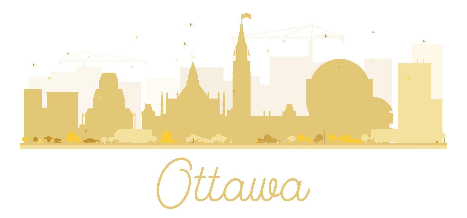 silueta dorada del horizonte de la ciudad de ottawa. vector