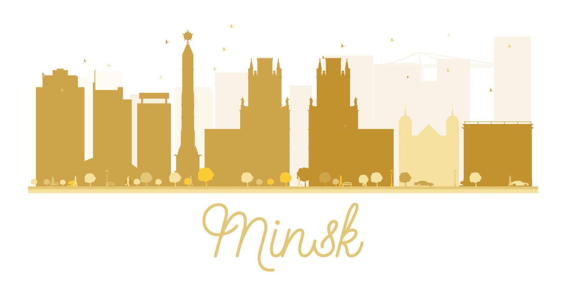 silueta dorada del horizonte de la ciudad de minsk. vector