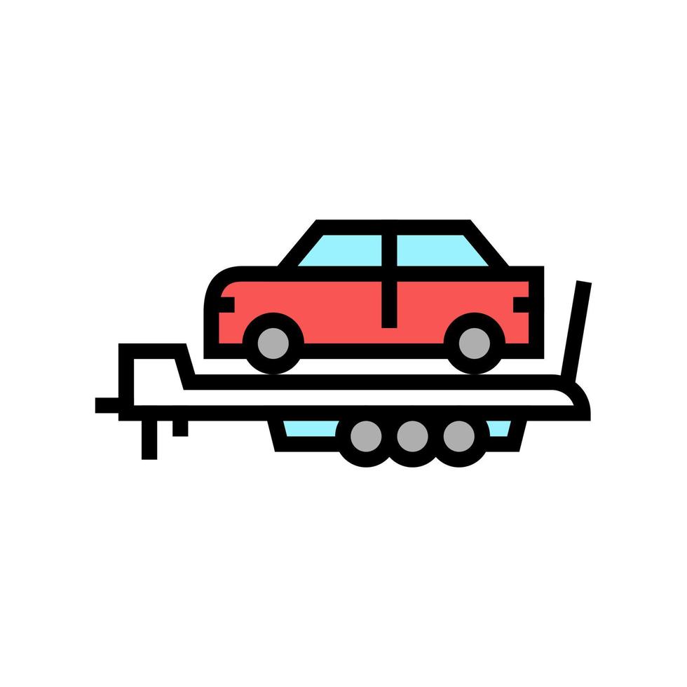 Ilustración de vector de icono de color de remolque de transporte de coche