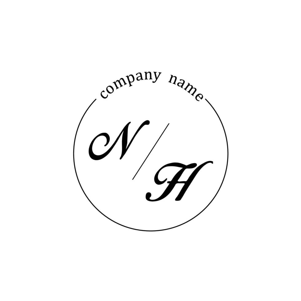 inicial nh logo monograma letra minimalista vector