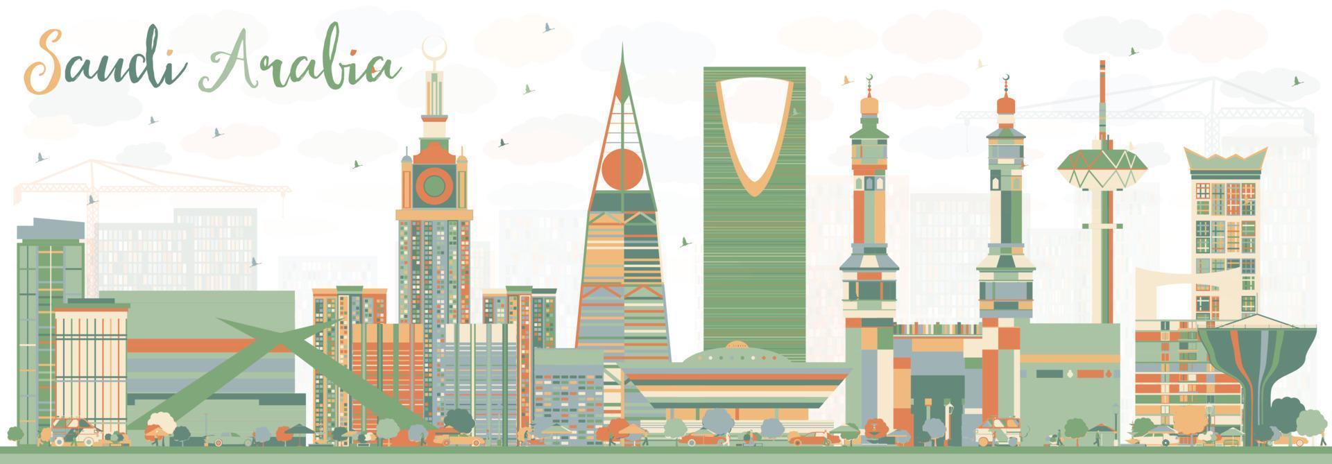 Abstract Saudi Arabia Skyline with Color Landmarks. vector