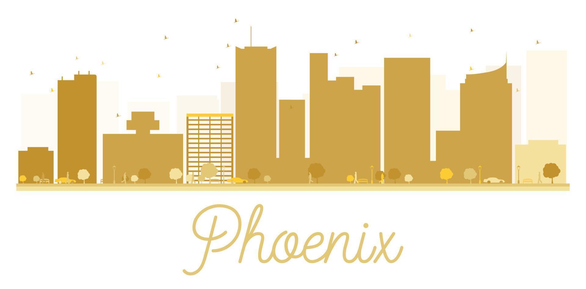 Silueta dorada del horizonte de la ciudad de Phoenix. vector