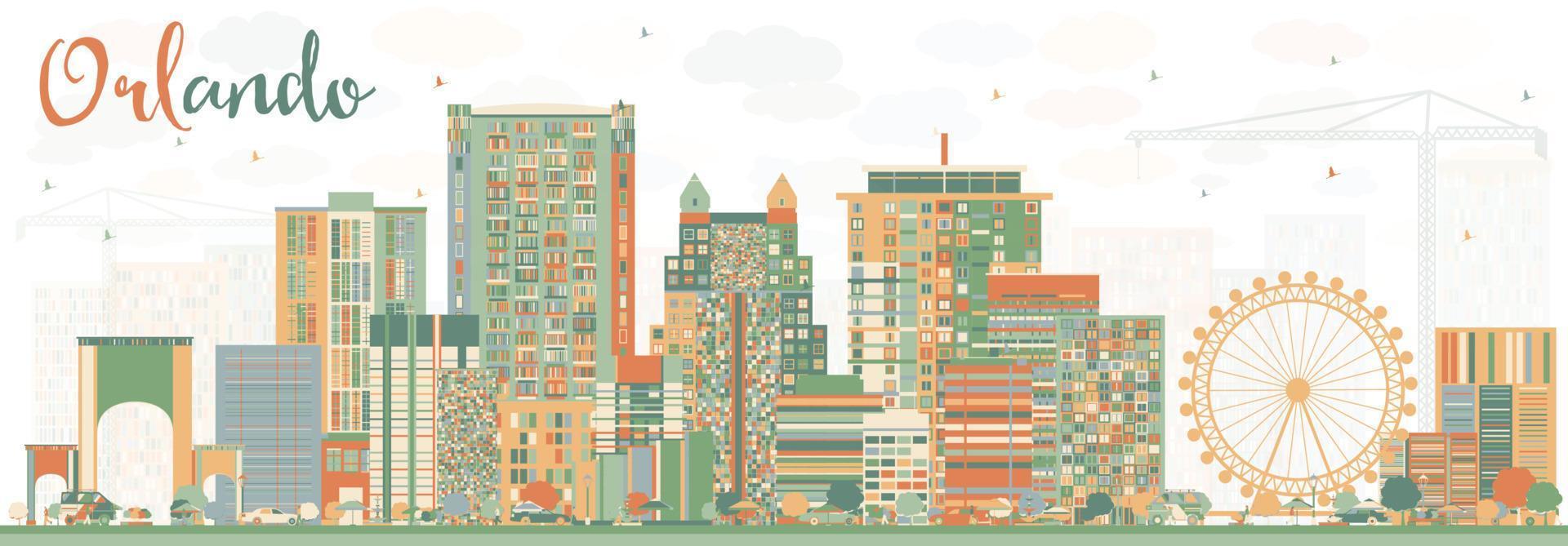 Abstract Orlando Skyline with Color Buildings. vector