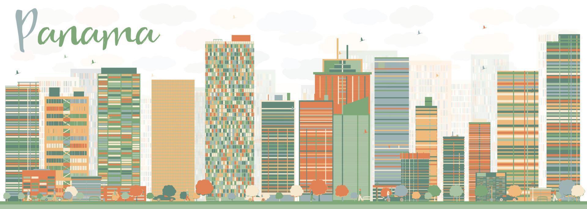 Abstract Panama Skyline with Color Buildings. vector