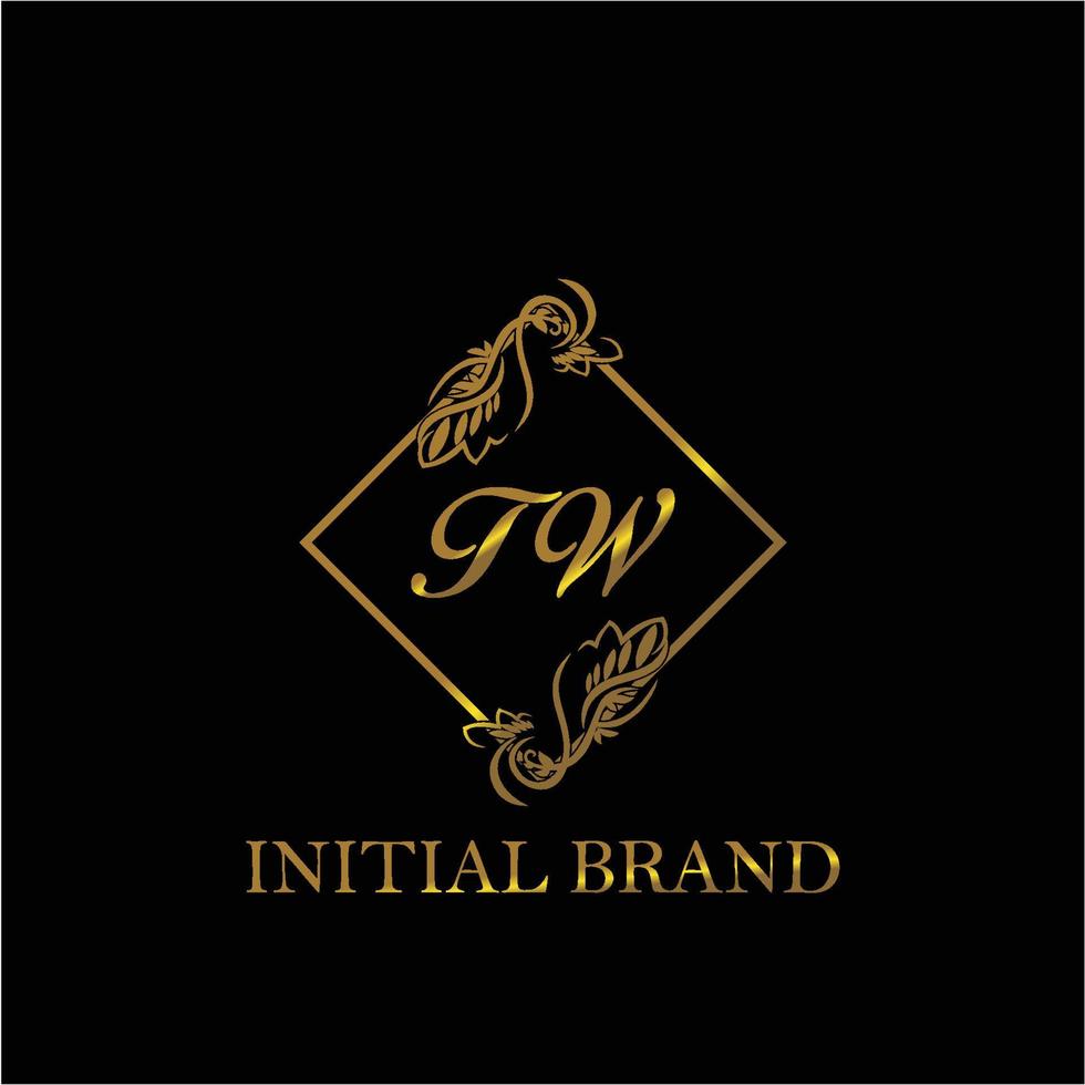 initial TW handwritten luxury letter template vector