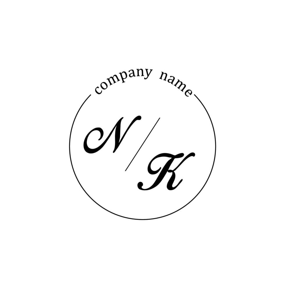Initial NK logo monogram letter minimalist vector