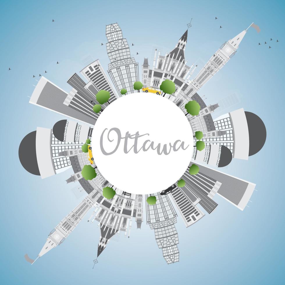 horizonte de ottawa con edificios grises y espacio para copiar. vector