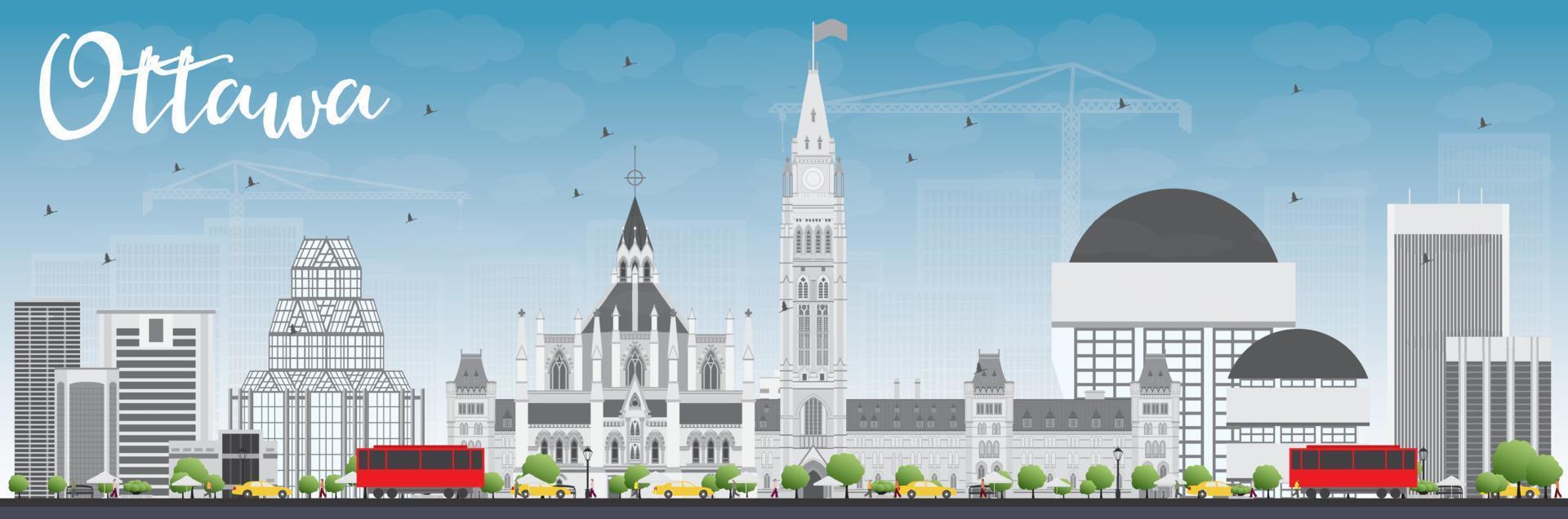 Ottawa Skyline with Gray Buildings and Blue Sky. vector