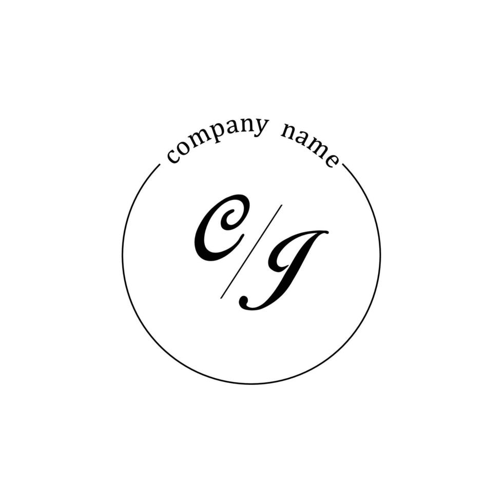 inicial cj logo monograma letra minimalista vector