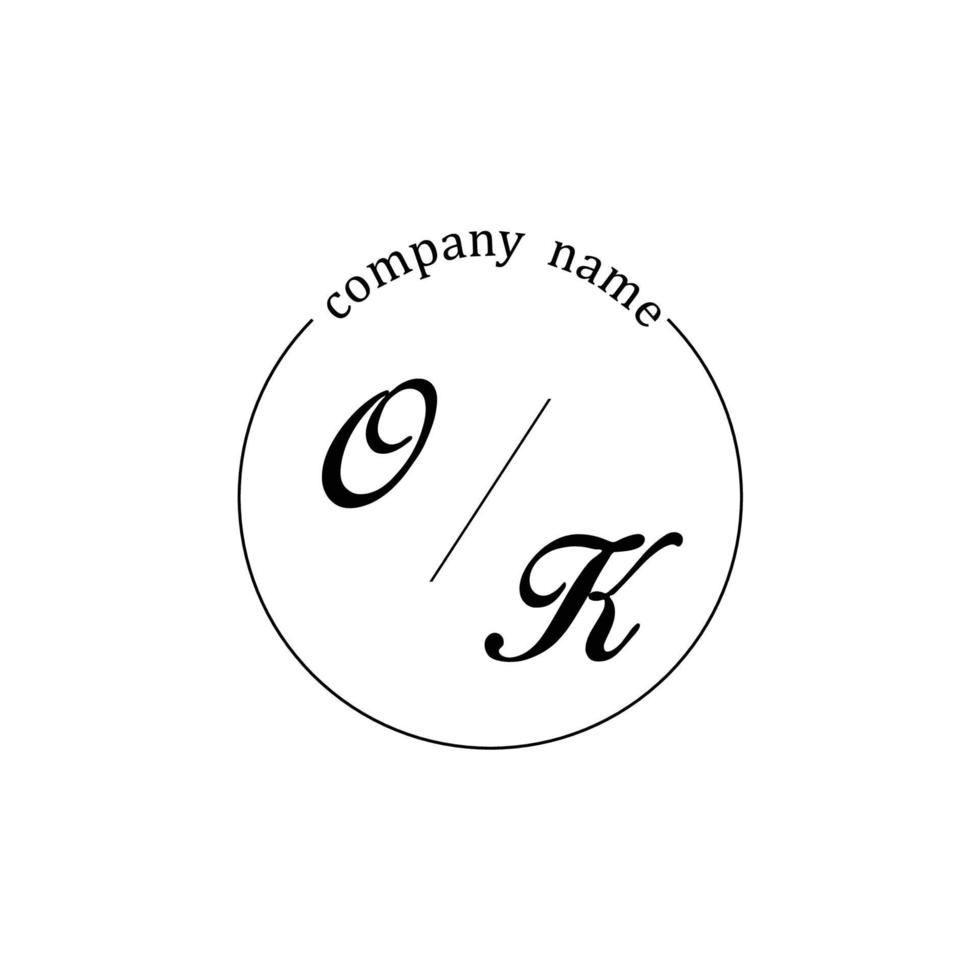 inicial ok logo monograma carta minimalista vector