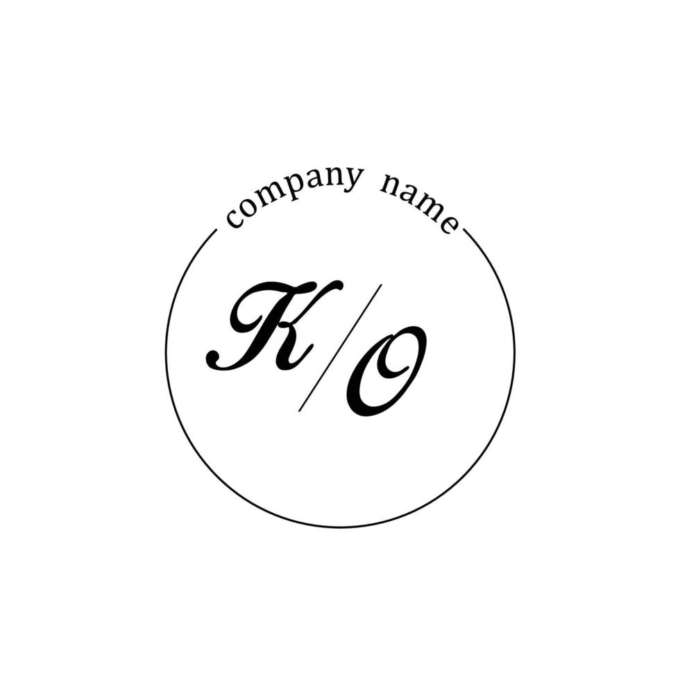 Initial KO logo monogram letter minimalist vector