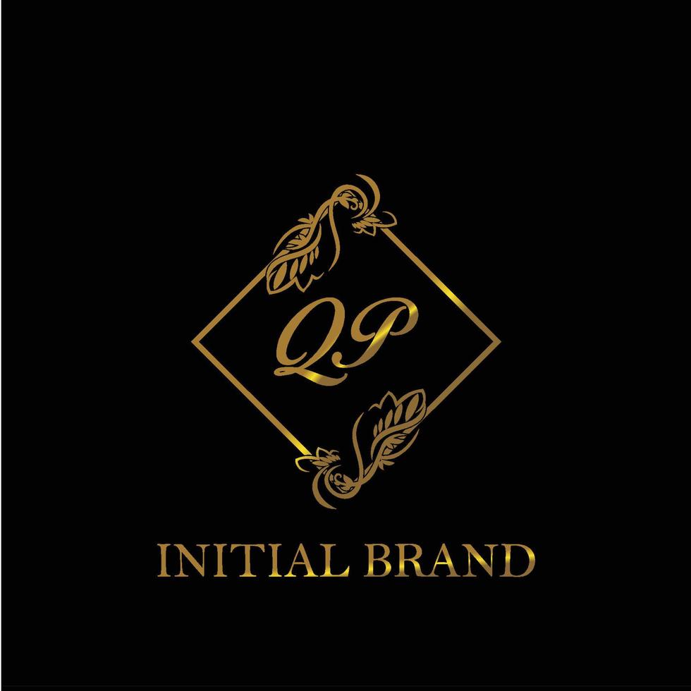 initial QP handwritten luxury letter template vector