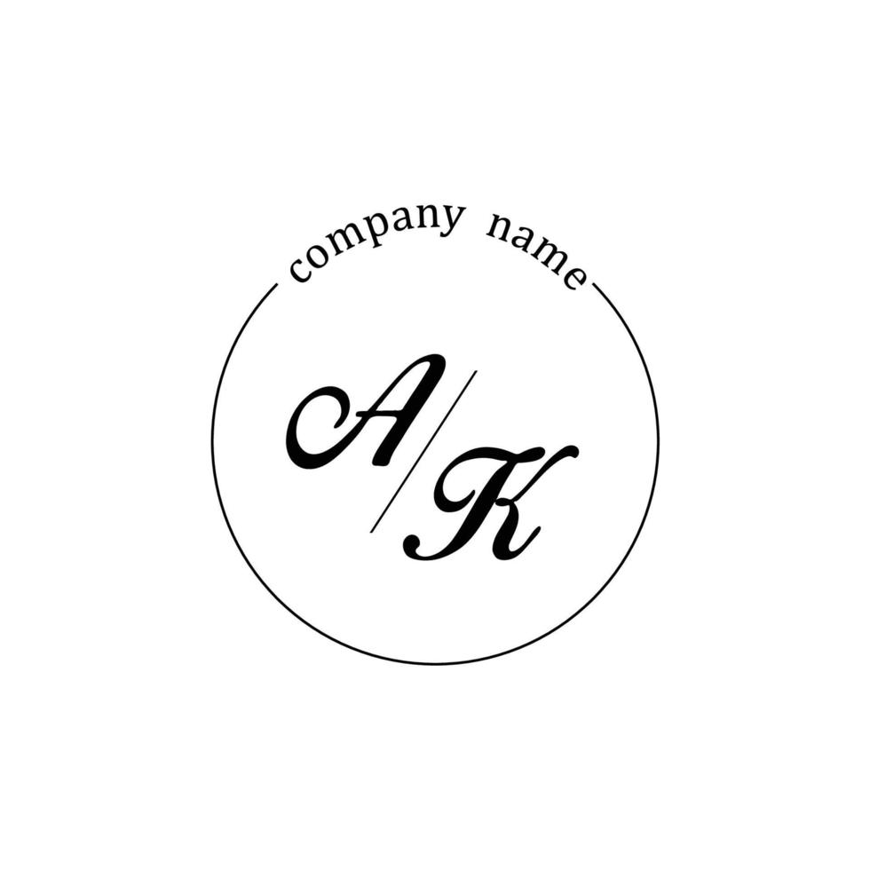 Initial AK logo monogram letter minimalist vector