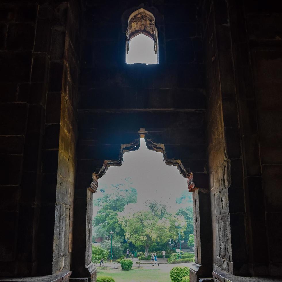 Mughal Architecture inside Lodhi Gardens, Delhi, India, Beautiful Architecture Inside the The Three-domed mosque in Lodhi Garden is said to be the Friday mosque for Friday prayer, Lodhi Garden Tomb photo