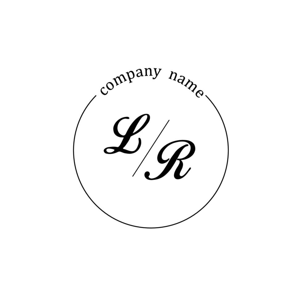 Initial LR logo monogram letter minimalist vector