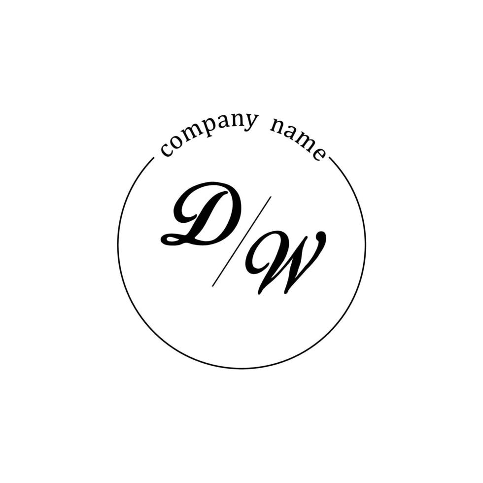 letra inicial del monograma del logotipo de dw minimalista vector