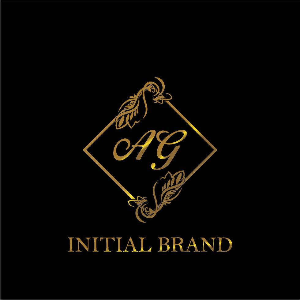 initial AG handwritten luxury letter template vector