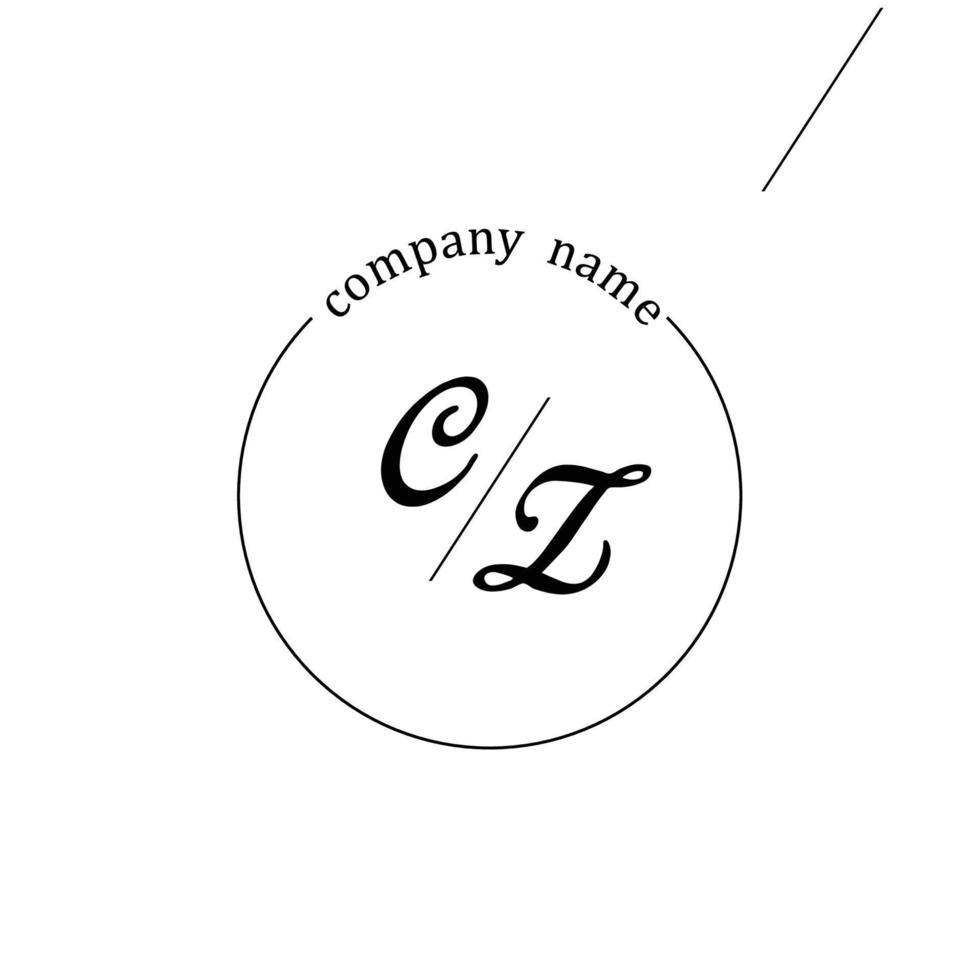 Initial CZ logo monogram letter minimalist vector