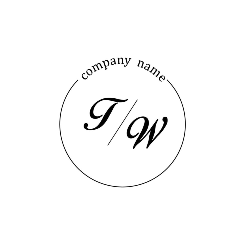 Initial TW logo monogram letter minimalist vector