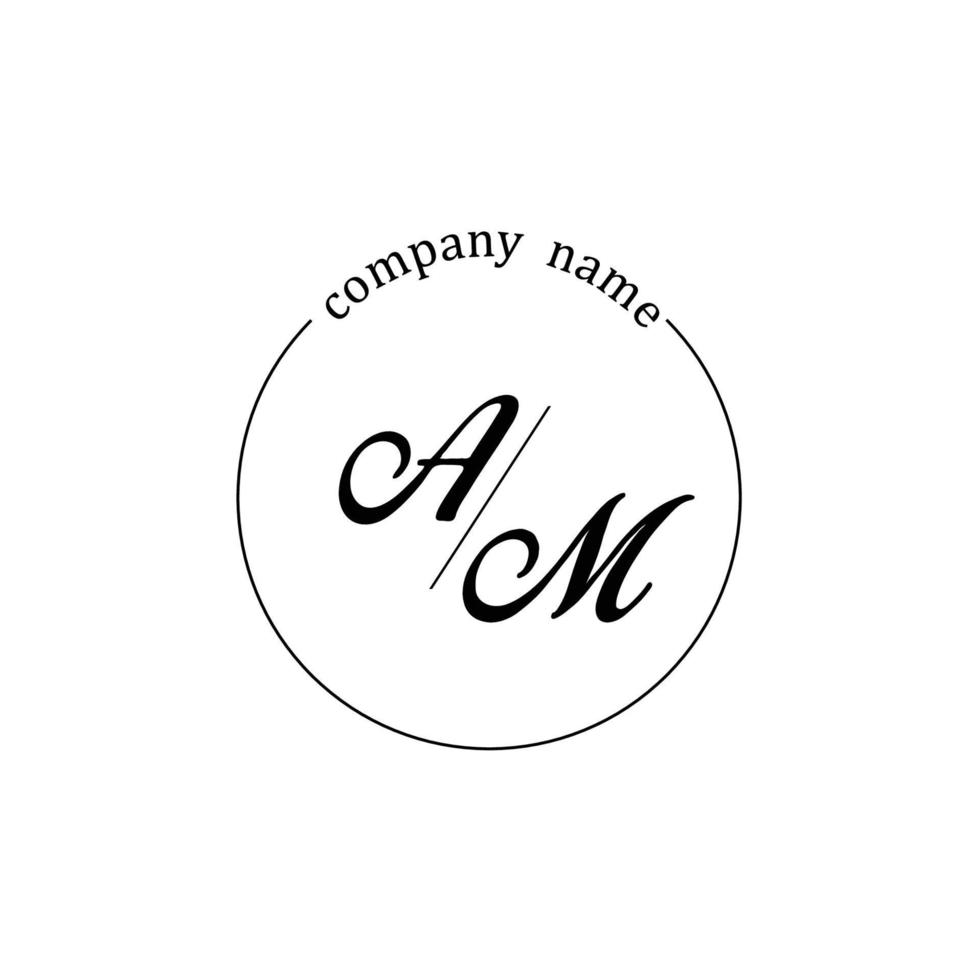 Initial AM logo monogram letter minimalist vector