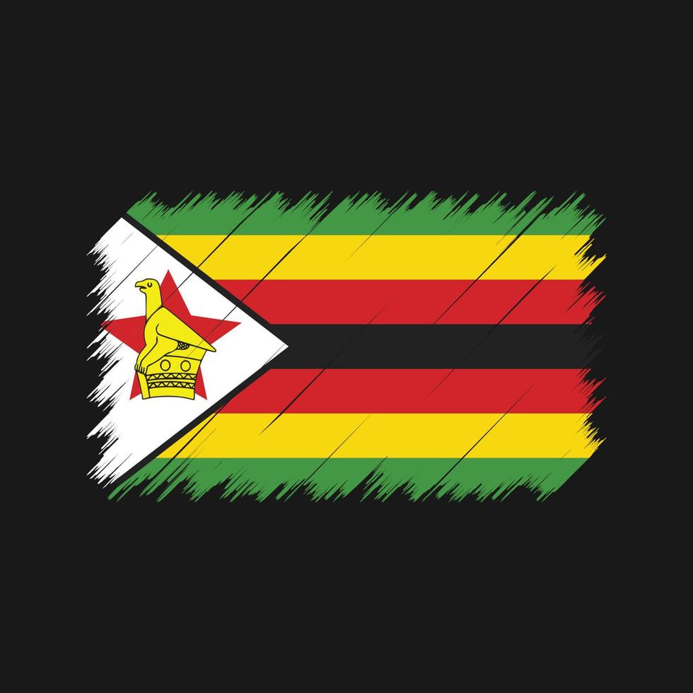 trazos de pincel de bandera de zimbabwe. bandera nacional vector