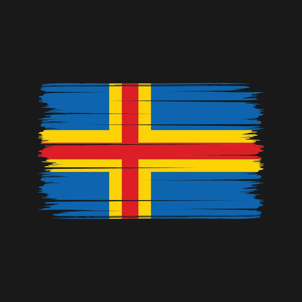 trazos de pincel de la bandera de las islas aland. bandera nacional vector