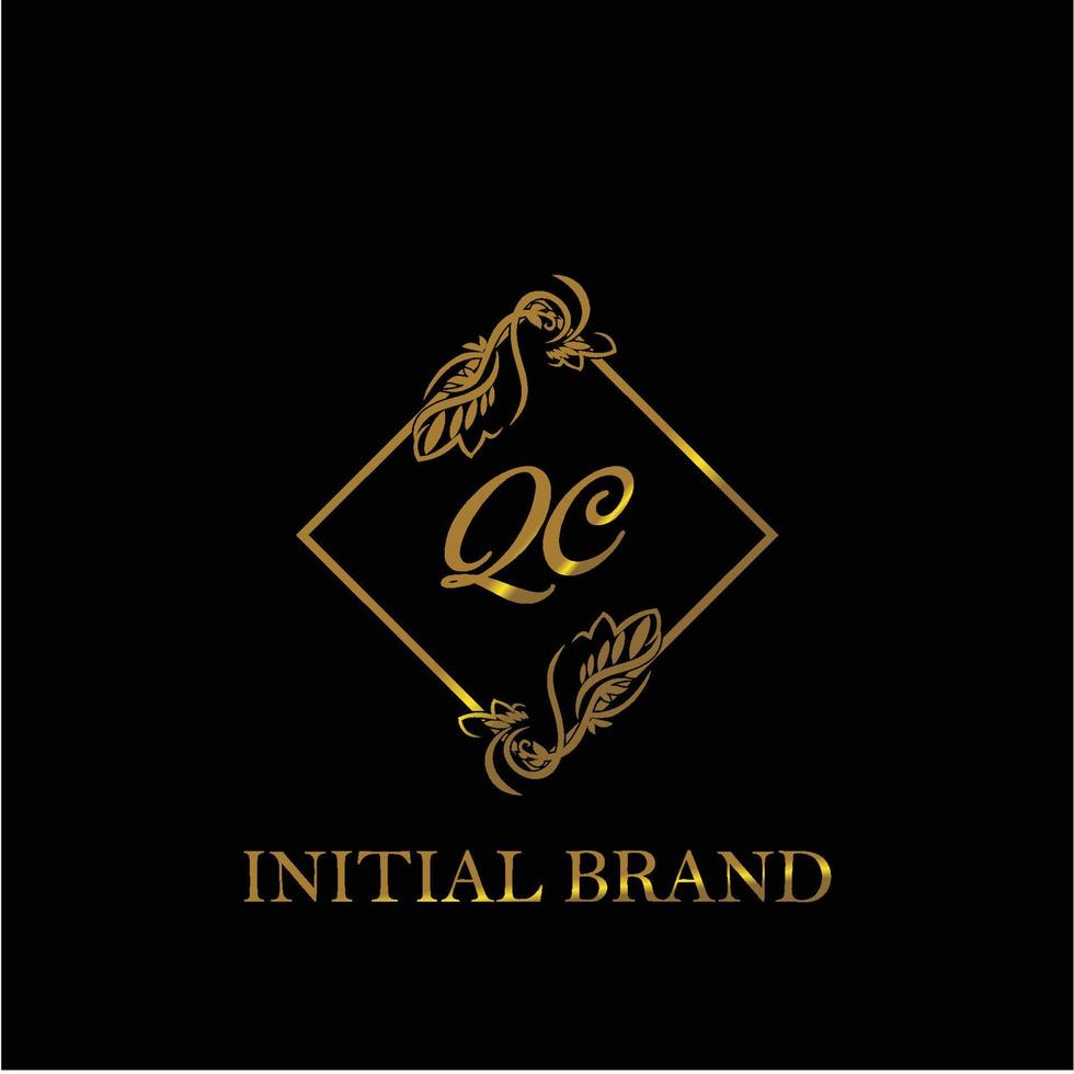 initial QC handwritten luxury letter template vector