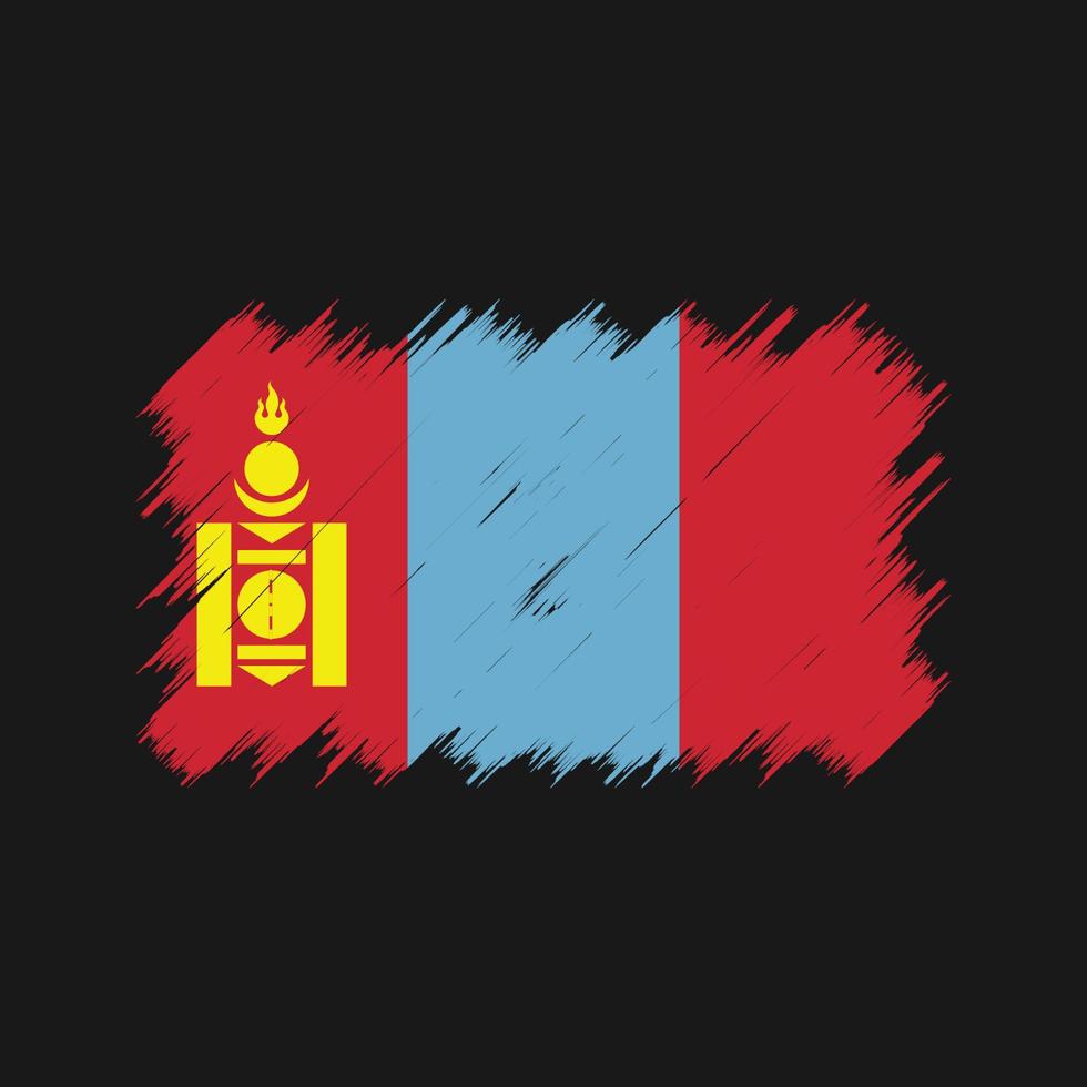 pincel de bandera de mongolia. bandera nacional vector