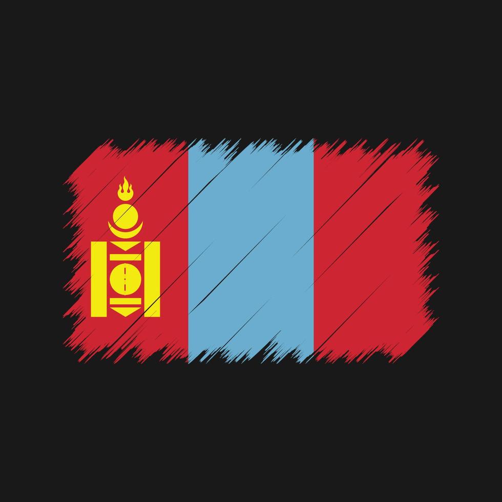 trazos de pincel de bandera de mongolia. bandera nacional vector