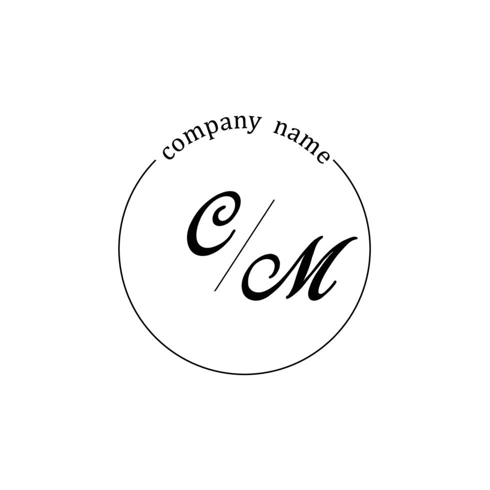 inicial cm logo monograma carta minimalista vector