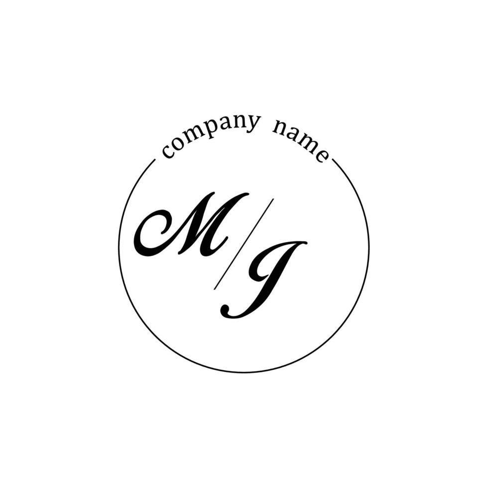 Initial MJ logo monogram letter minimalist vector