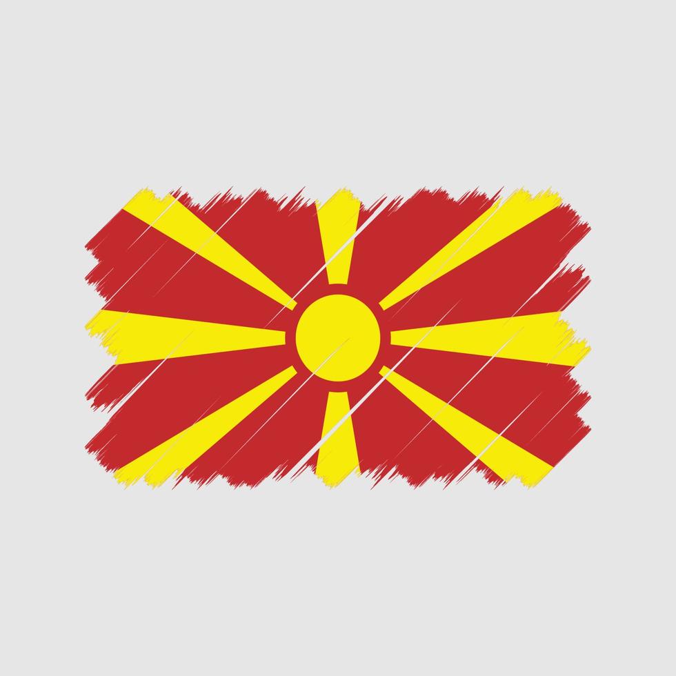 pincel de bandera de macedonia del norte. bandera nacional vector