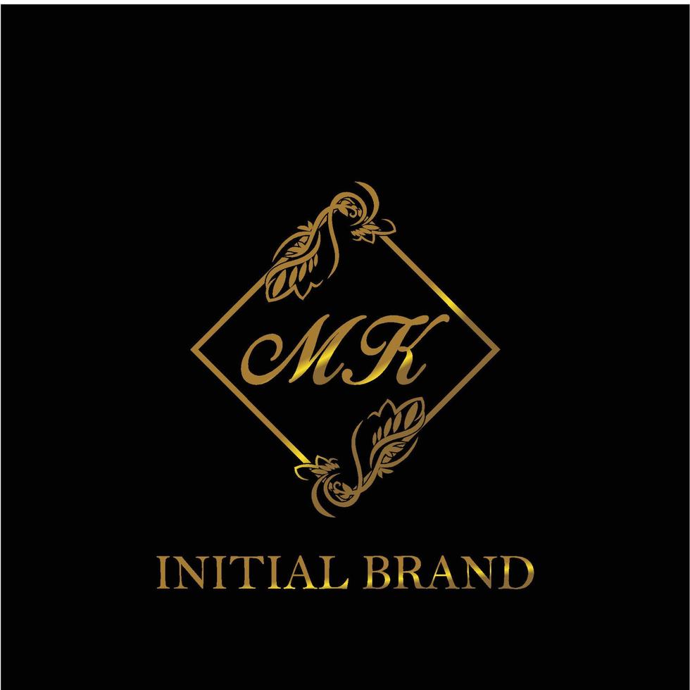 initial MK handwritten luxury letter template vector