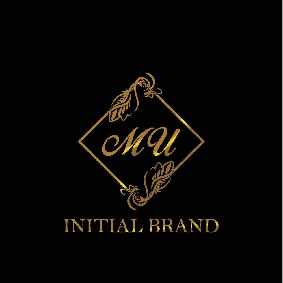 initial MU handwritten luxury letter template vector