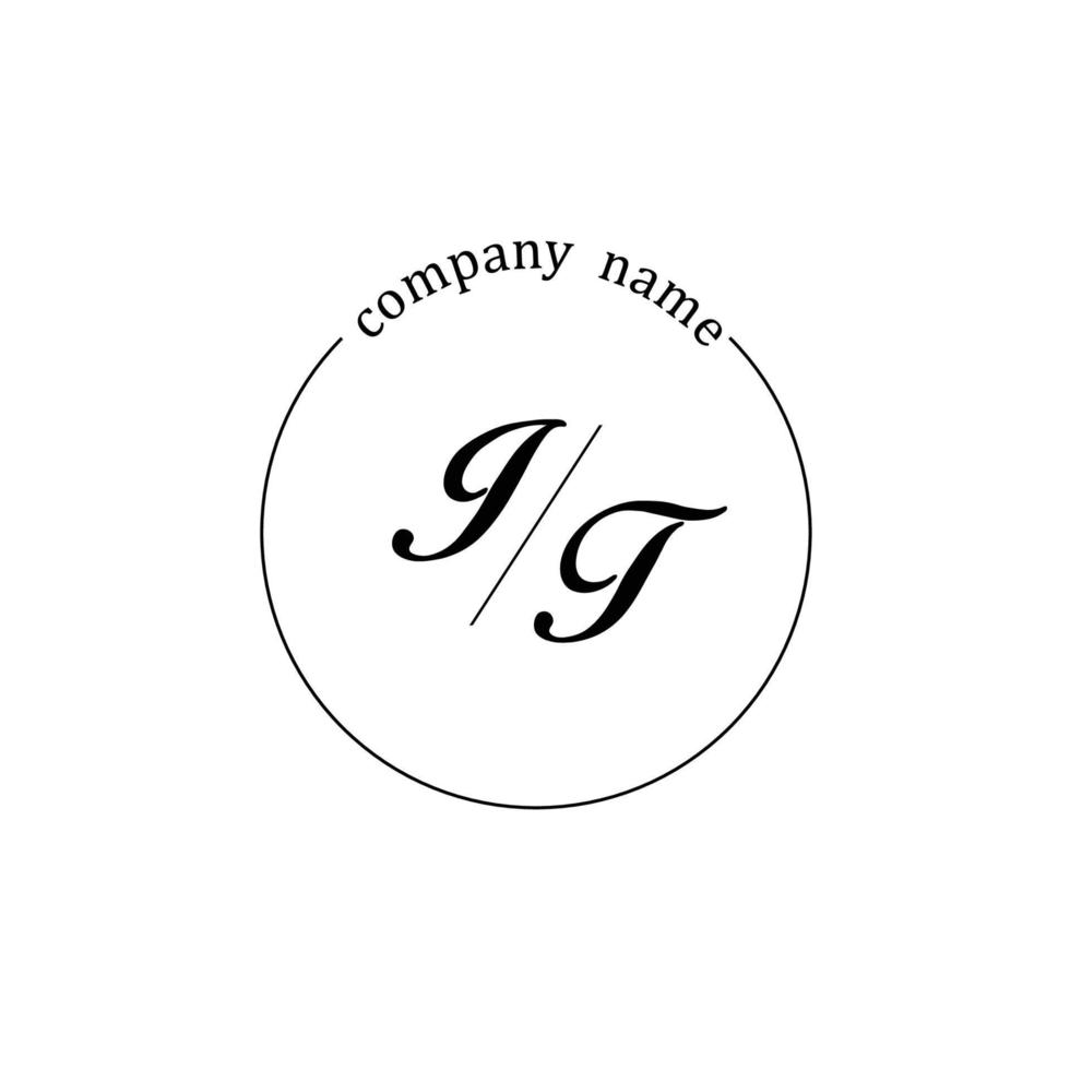 Initial IT logo monogram letter minimalist vector