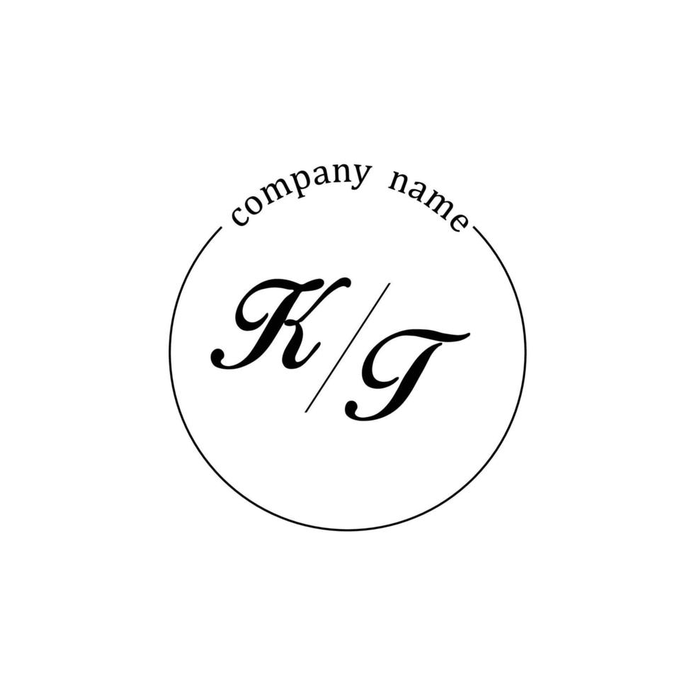 Initial KT logo monogram letter minimalist vector