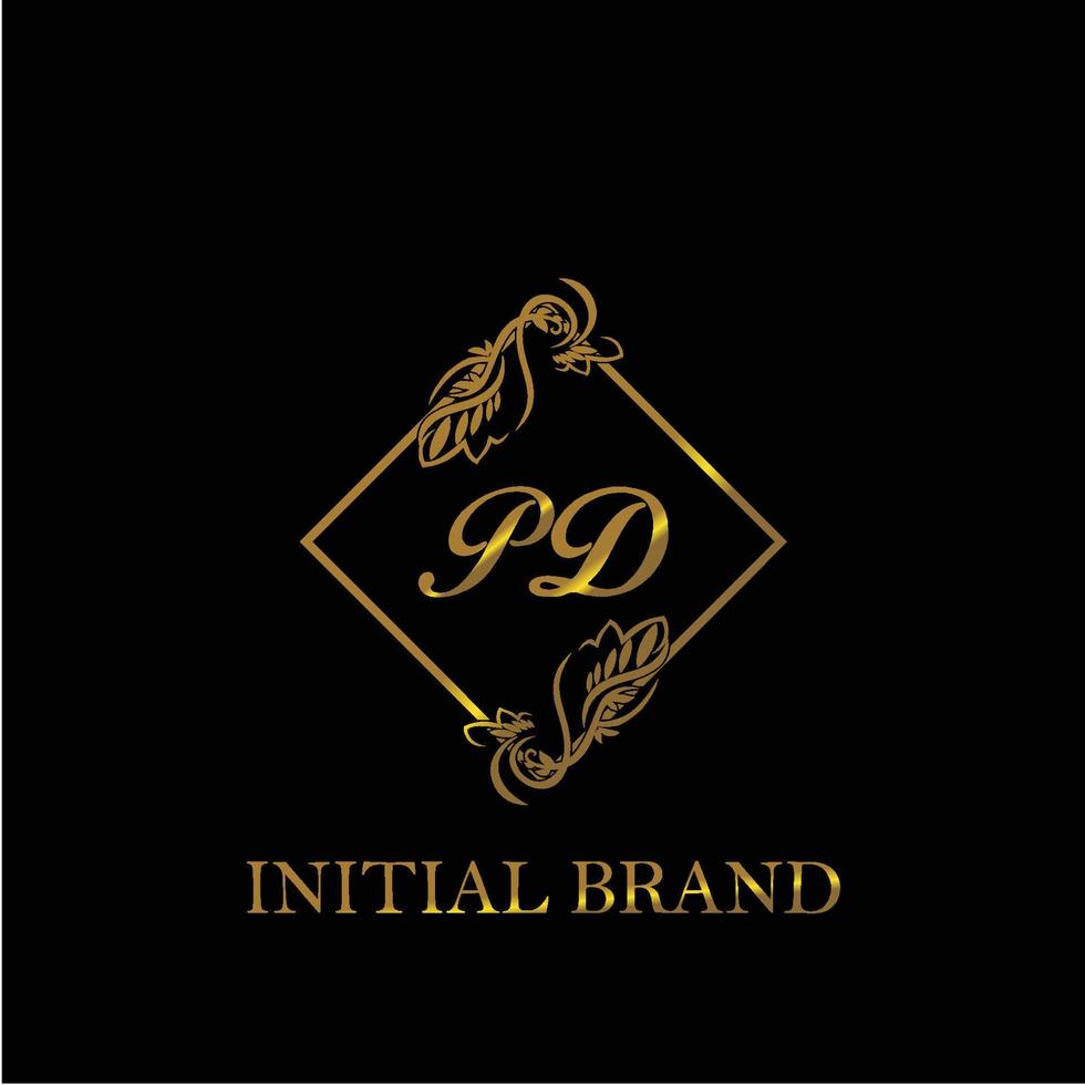 initial PD handwritten luxury letter template vector