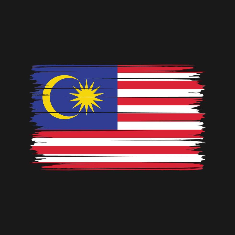 trazos de pincel de bandera de malasia. bandera nacional vector