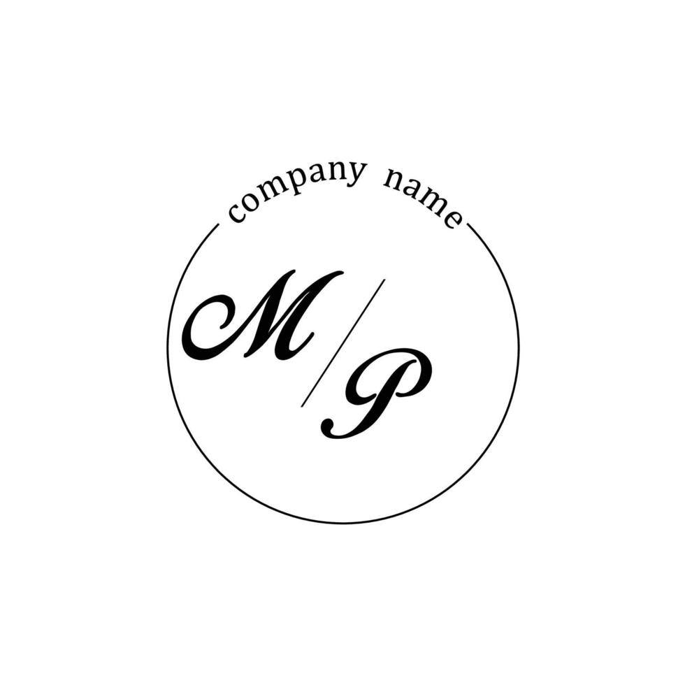 Initial MP logo monogram letter minimalist vector