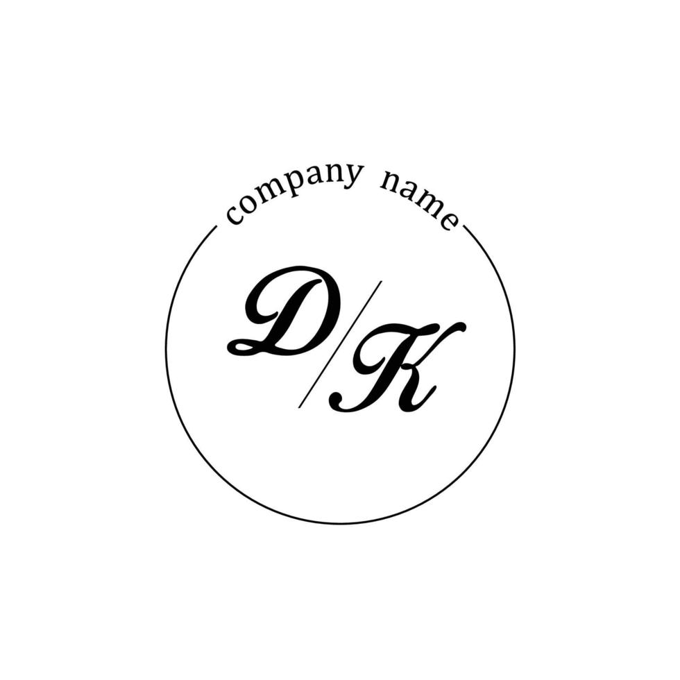 Initial DK logo monogram letter minimalist vector