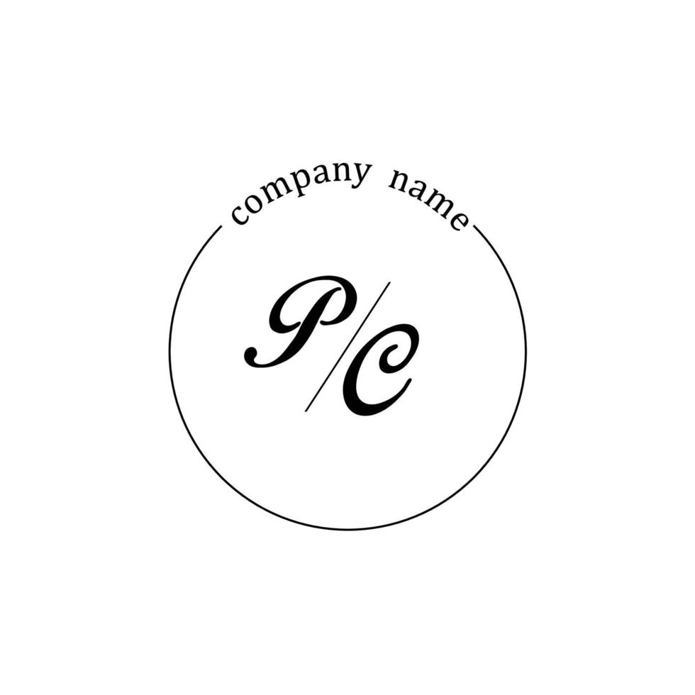 Initial PC logo monogram letter minimalist vector