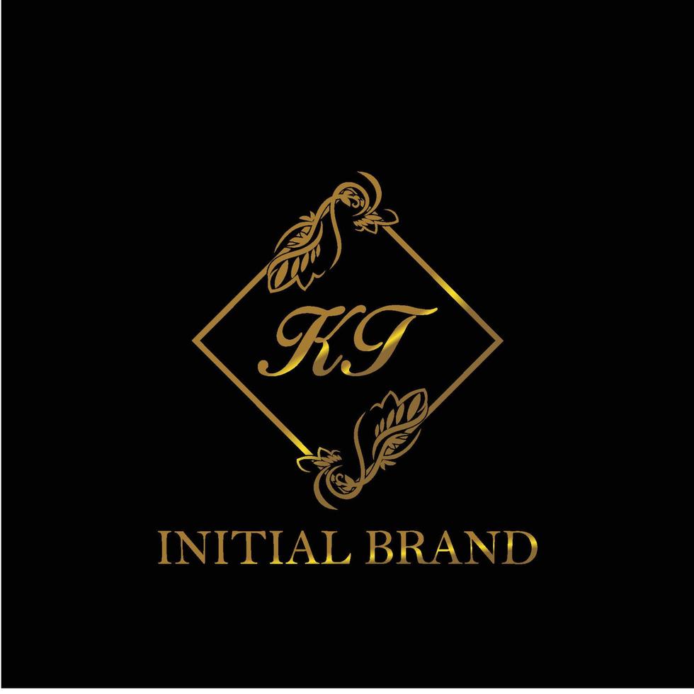 initial KT handwritten luxury letter template vector