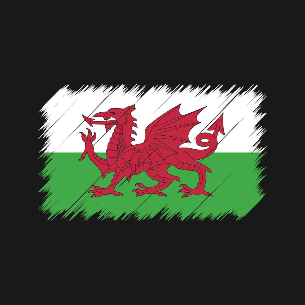trazos de pincel de la bandera de Gales. bandera nacional vector