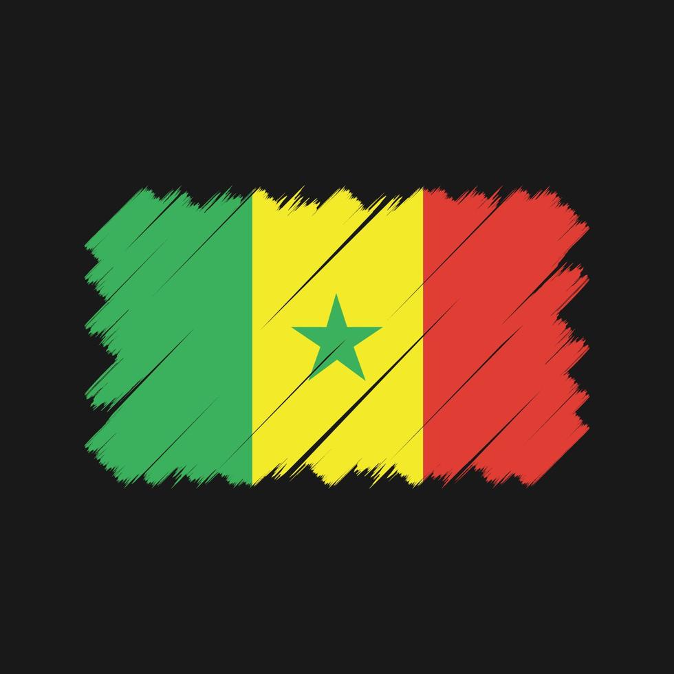 pincel de bandera senegalesa. bandera nacional vector