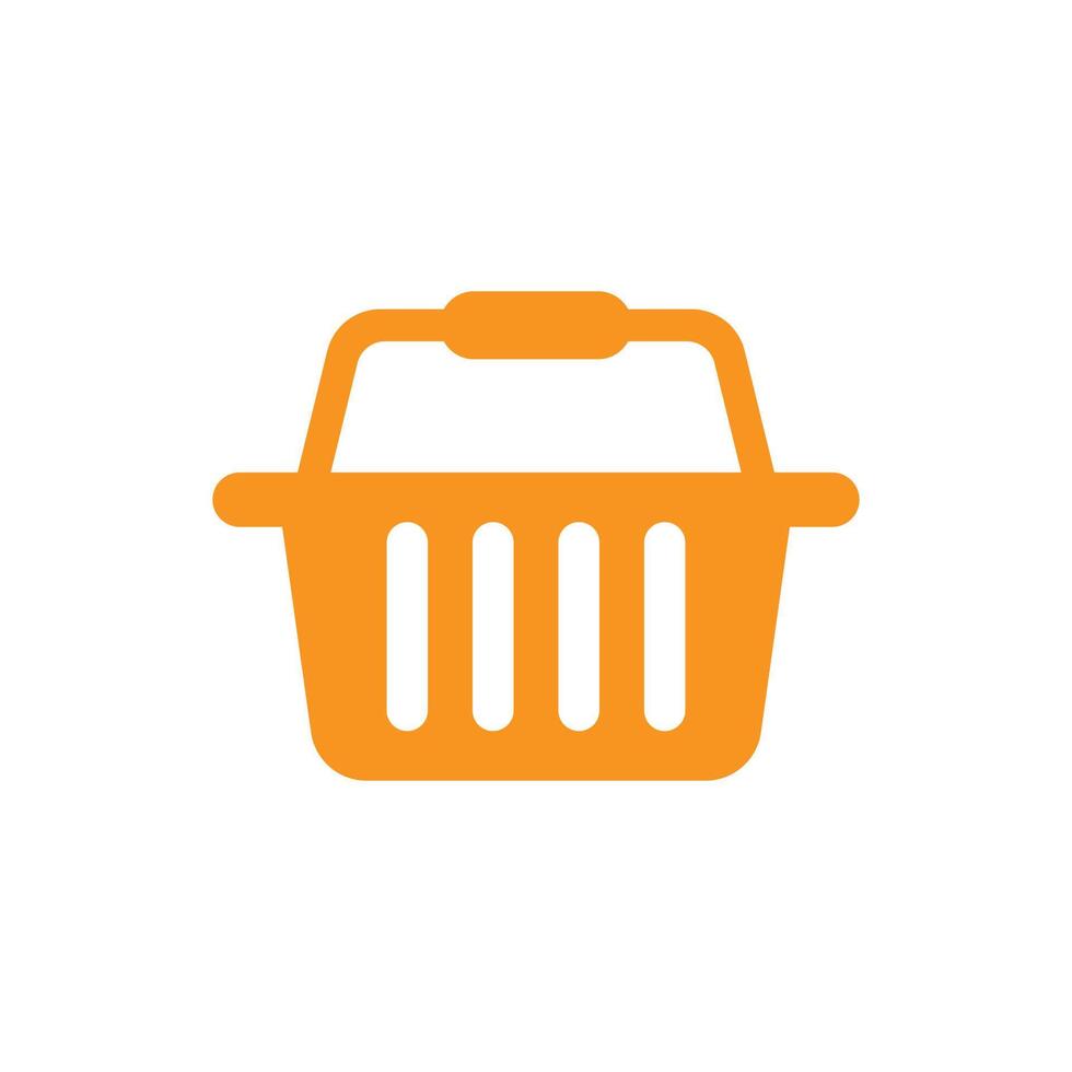 eps10 orange vector shopping basket solid icon isolated on white background. online shop symbol in a simple flat trendy modern style for your website design, logo, pictogram, and mobile application