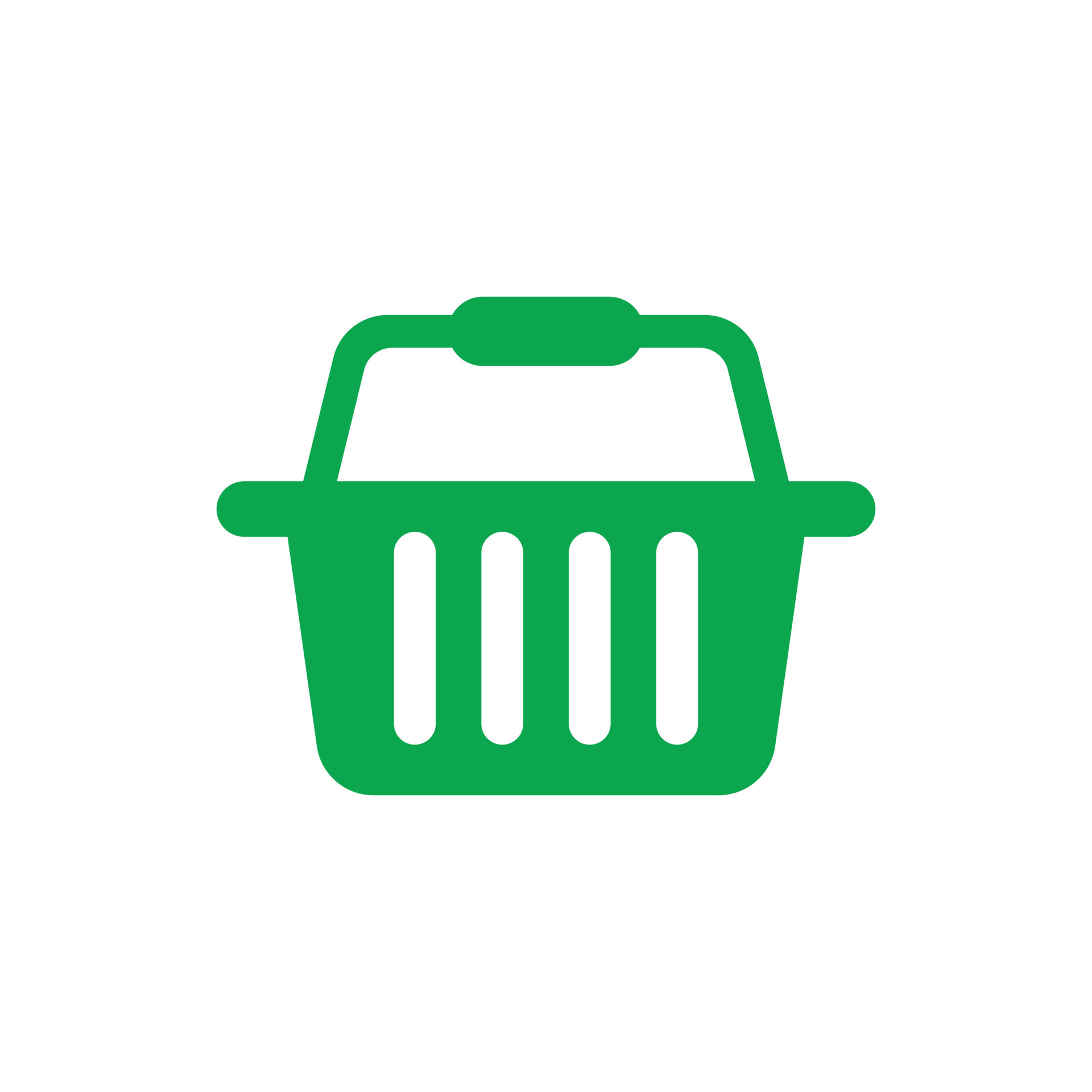 eps10 green vector shopping basket solid icon isolated on white background